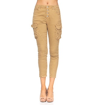 Дамски 7/8 панталон в цвят камел Mela снимка