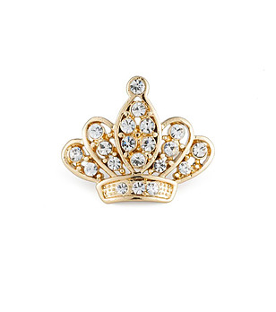 Позлатена брошка Корона с кристали Swarovski снимка