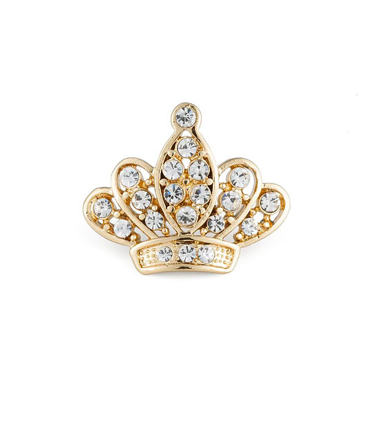 Позлатена брошка Корона с кристали Swarovski снимка