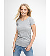 Сива памучна дамска тениска Classic-2 снимка