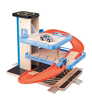 Дървен паркинг с две колички снимка