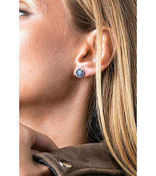 Дамски обеци в сребристо и черно Turtle снимка