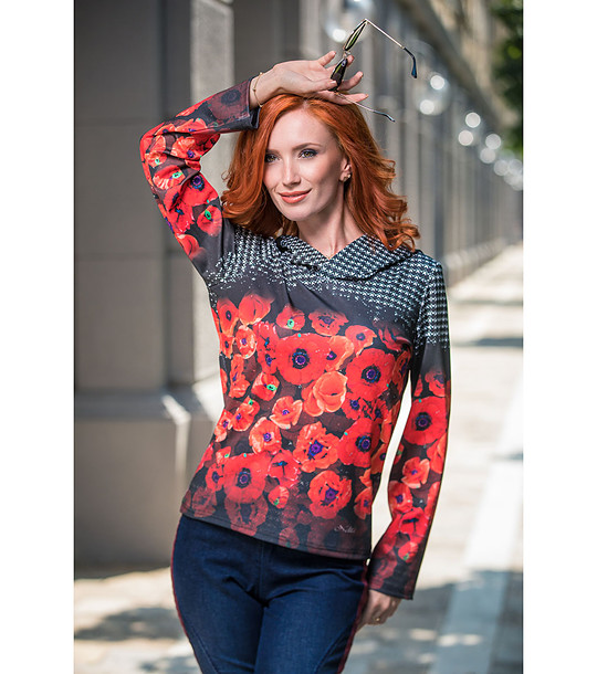 Дамска блуза с принт макове снимка