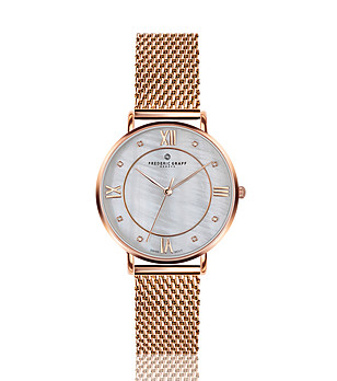 Дамски розовозлатист часовник с ефектна верижка Roni снимка