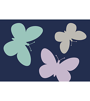 Тъмносиня постелка с принт Butterflies 52х75 см снимка