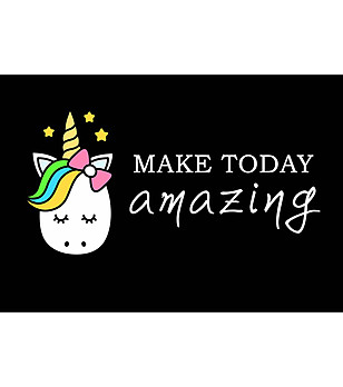 Черна постелка с принт Make today amazing 52х75 см снимка