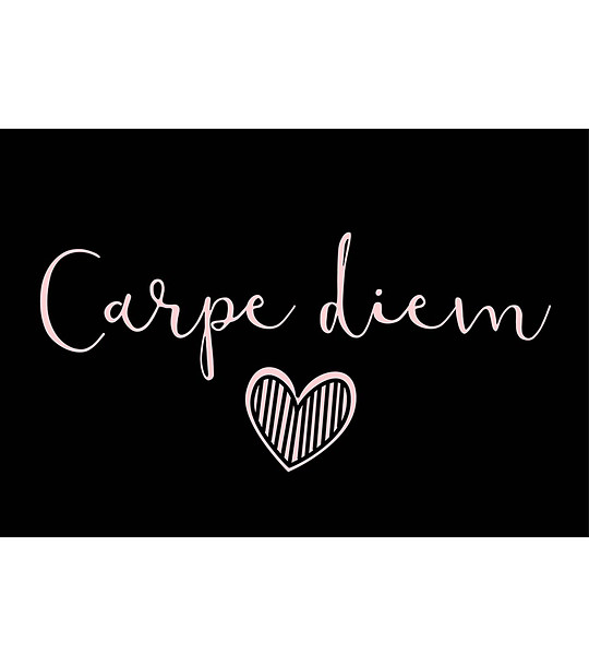 Черна постелка с розов принт Carpe Diem 52х75 см снимка