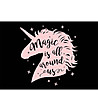 Черна постелка с розов принт Unicorn 52х75 см-0 снимка