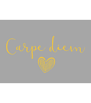 Сива постелка с жълт надпис Carpe Diem 52х75 см снимка