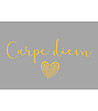 Сива постелка с жълт надпис Carpe Diem 52х75 см-0 снимка