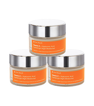 Комплект от 3 бр. нощен крем за лице с витамин C и хиалурон 50 мл снимка