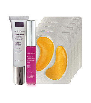 Комплект от околоочен крем, гланц за устни и пластири за очи снимка