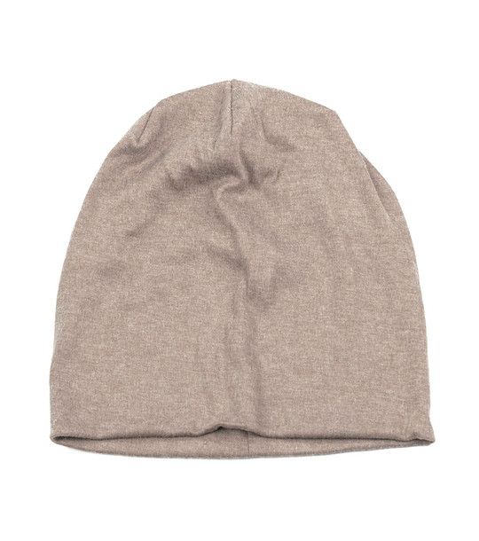 Unisex шапка с памук в бежов меланж снимка