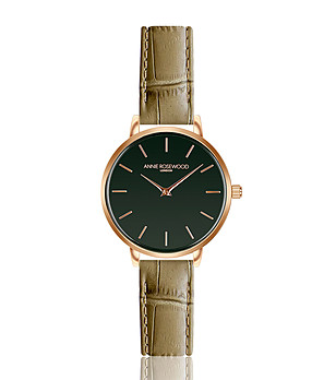 Розовозлатист дамски часовник със зелена каишка Hana снимка