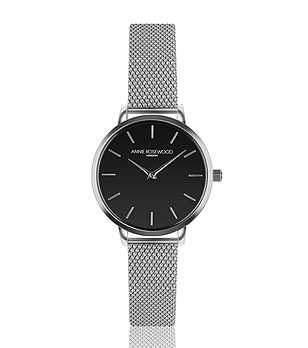 Сребрист дамски часовник с черен циферблат Monica снимка