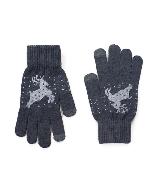 Unisex ръкавици в цвят графит с еленче снимка