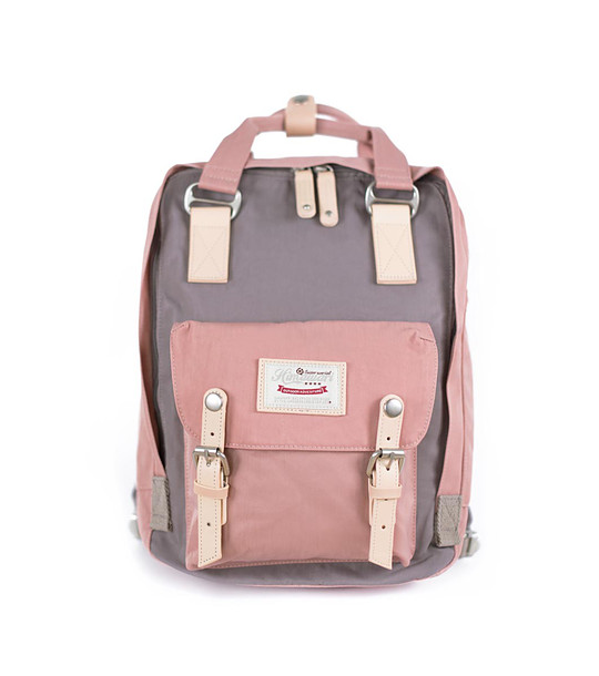 Unisex раница в сиво и розово No.13 Double spring S снимка
