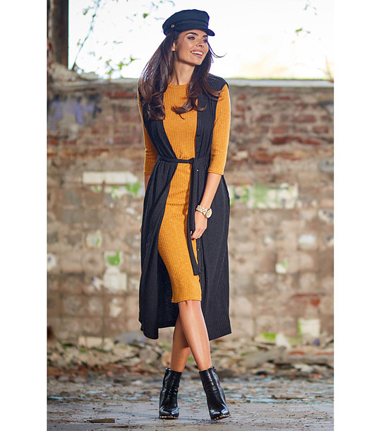 Дълъг черен дамски елек Mercy снимка