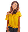 Жълта дамска блуза с къдричка Baja-1 снимка