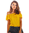Жълта дамска блуза с къдричка Baja-3 снимка