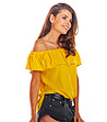 Жълта дамска блуза с къдричка Baja-4 снимка