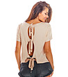 Бежова дамска блуза с ефектно изрязан гръб Fabya-0 снимка