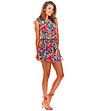 Къса многоцветна рокля с флорален принт Belinda-4 снимка