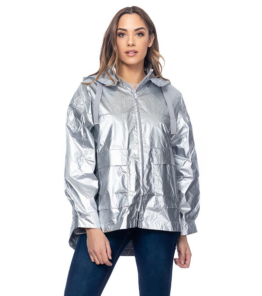 Сребристо дамско яке с метализиран ефект Ledora снимка