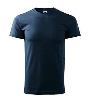 Тъмносиня unisex памучна тениска Elino снимка