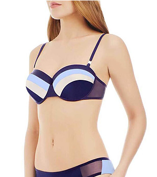 Горнище на бански в сини нюанси и цвят слонова кост Emilia снимка