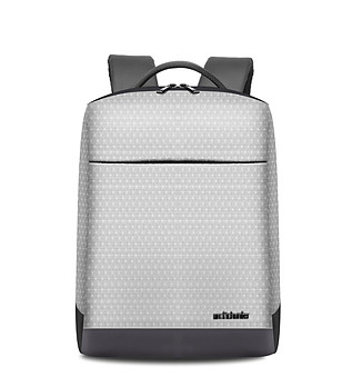 Сива раница с фигурални мотиви с USB порт и RFID защита снимка