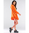 Рокля с качулка в оранжево Adolfina-3 снимка