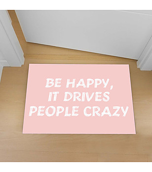 Розова постелка с надпис 52х75 см Be Happy снимка