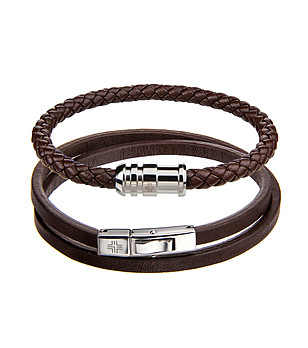 Комплект от 2 мъжки гривни в тъмнокафяво Zak снимка