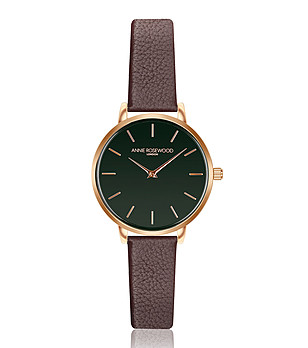 Розовозлатист дамски часовник с каишка в бордо Forget снимка