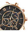 Розовозлатист часовник хронограф с черен циферблат и кафява каишка Ivy-2 снимка