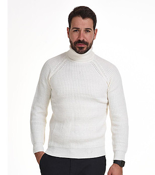 Мъжки поло пуловер в цвят слонова кост Brose снимка