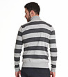 Памучен мъжки поло пуловер на райе в сиво Adrian-1 снимка