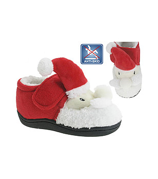 Детски коледни пантофи в червено и бяло Santa снимка