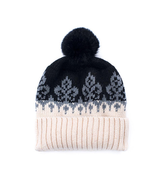 Unisex шапка в екрю и черно с вълна снимка
