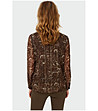 Кафява дамска блуза с принт-1 снимка