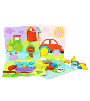 Мозайка с цветове и форми 4 в 1 снимка