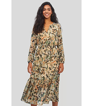 Рокля в бежово и зелено снимка