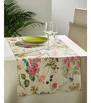 Тефлонов тишлайфер за маса с флорален принт Venus 50x150 см снимка