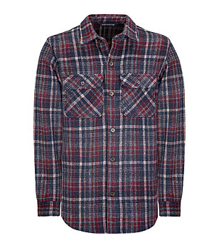 Карирана мъжка риза в бордо и синьо снимка