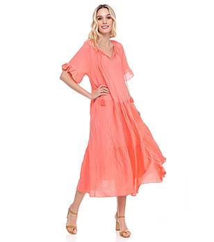 Дълга рокля в цвят сьомга Rita снимка