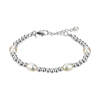 Сребриста дамска гривна със сладководни перли Josephine снимка