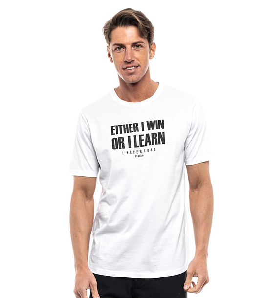 Памучна мъжка тениска в бяло I learn снимка