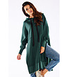 Памучен тъмнозелен дамски овърсайз суитшърт Caris-3 снимка