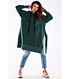 Памучен тъмнозелен дамски овърсайз суитшърт Caris-4 снимка